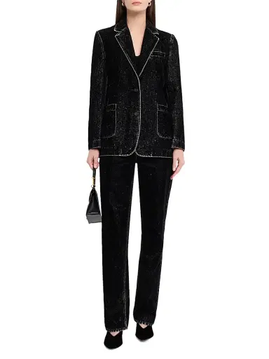 Golden Goose Women's Journey Velvet-Effect High-Rise Straight-Leg Jeans | Thumbnail 2