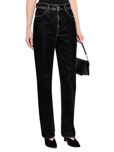 Golden Goose Women's Journey Velvet-Effect High-Rise Straight-Leg Jeans | Thumbnail 3