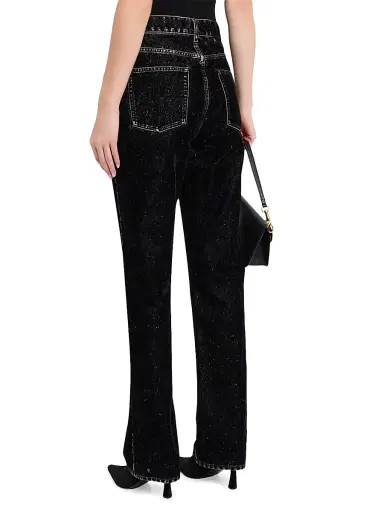 Golden Goose Women's Journey Velvet-Effect High-Rise Straight-Leg Jeans | Thumbnail 4