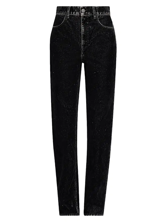 Women's Journey Velvet-Effect High-Rise Straight-Leg Jeans - Black