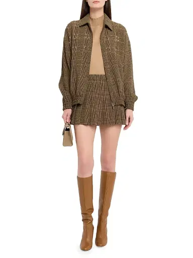 Golden Goose Women's Journey Plaid Wool Bomber Jacket - Brown - Size 8 | Thumbnail 2