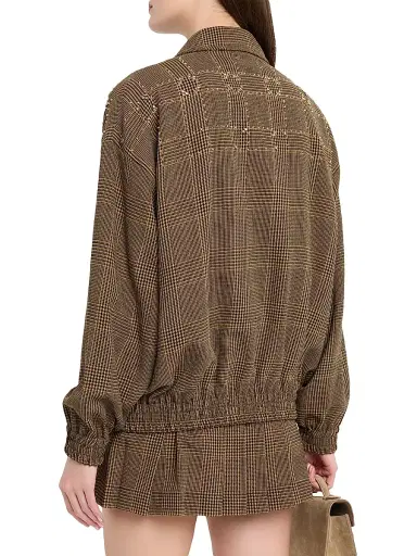 Golden Goose Women's Journey Plaid Wool Bomber Jacket - Brown - Size 8 | Thumbnail 4