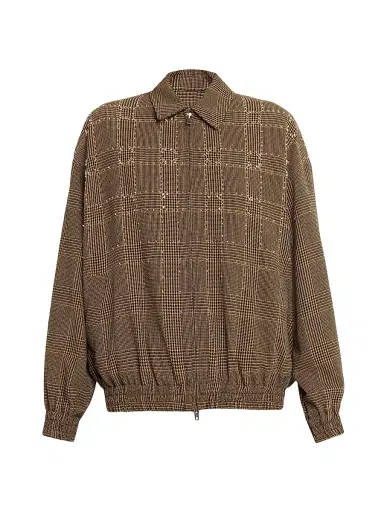 Golden Goose Women's Journey Plaid Wool Bomber Jacket - Brown - Size 8 | Thumbnail 1