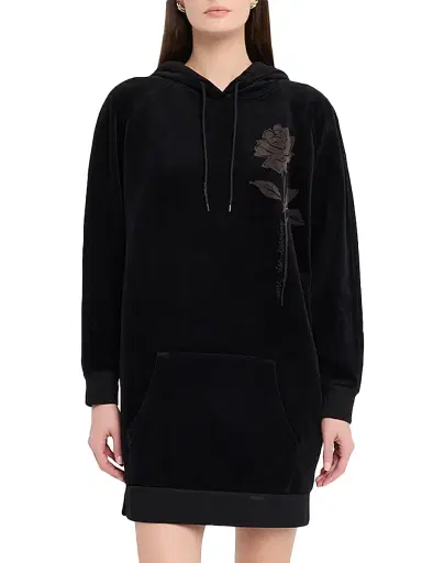 Golden Goose Women's Journey Velvet Hoodie Minidress - Black - Size XXS | Thumbnail 2