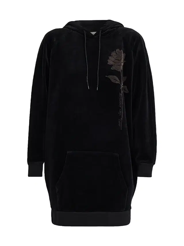 Women's Journey Velvet Hoodie Minidress - Black