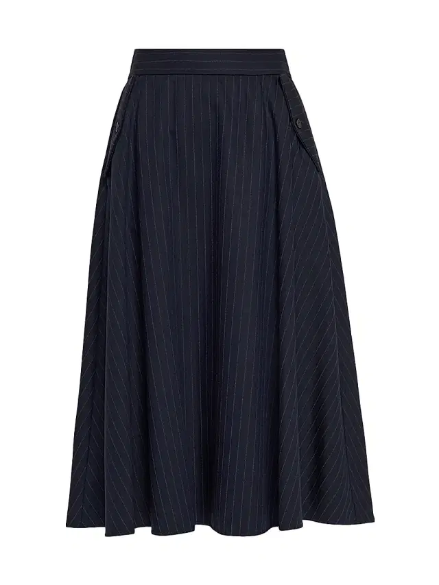 Golden Goose Women's Journey Pinstriped Wool Skirt - Dark Blue