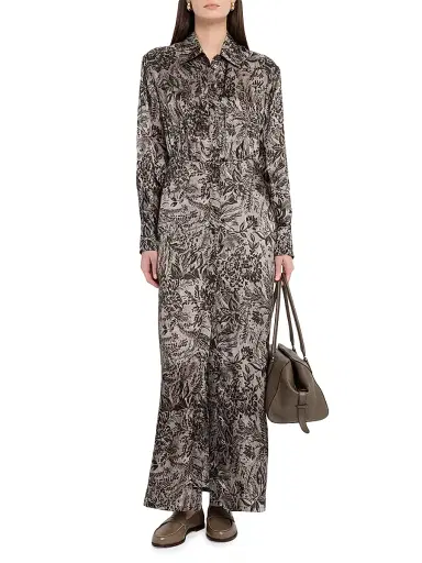 Golden Goose Women's Golden Floral A-Line Shirtdress - Grey - Size 10 | Thumbnail 2 Golden Goose Women's Golden Floral A-Line Shirtdress - Grey - Size 10 | Thumbnail 2