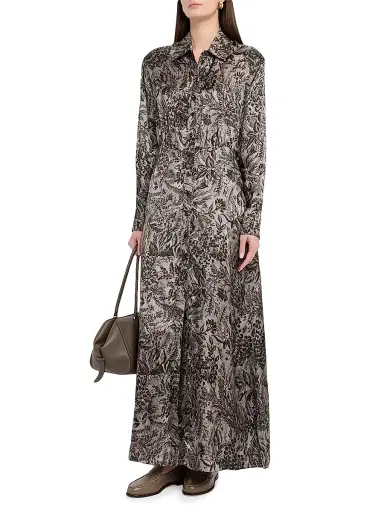 Golden Goose Women's Golden Floral A-Line Shirtdress - Grey - Size 10 | Thumbnail 3 Golden Goose Women's Golden Floral A-Line Shirtdress - Grey - Size 10 | Thumbnail 3