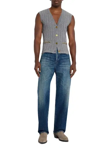 Golden Goose Men's Journey Cable-Knit Sweater Vest - Grey - Size XXS | Thumbnail 2