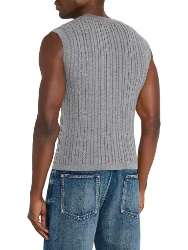 Golden Goose Men's Journey Cable-Knit Sweater Vest - Grey - Size XXS | Thumbnail 4