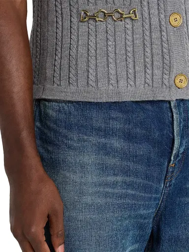 Golden Goose Men's Journey Cable-Knit Sweater Vest - Grey - Size XXS | Thumbnail 5