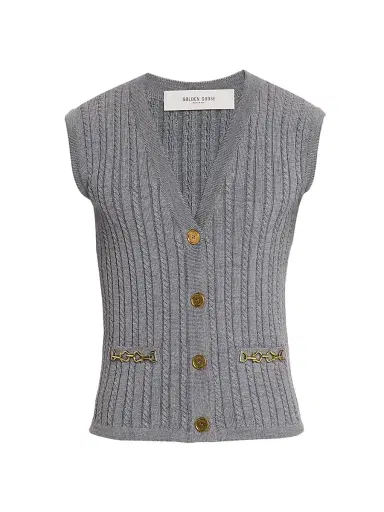 Golden Goose Men's Journey Cable-Knit Sweater Vest - Grey - Size XXS | Thumbnail 1