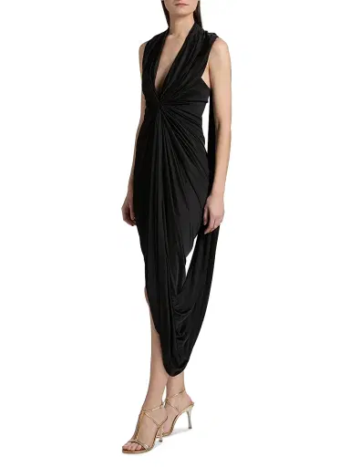 LOEWE Women's Draped Jersey Gown - Black | Thumbnail 2