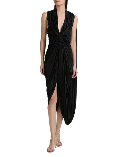 LOEWE Women's Draped Jersey Gown - Black | Thumbnail 3
