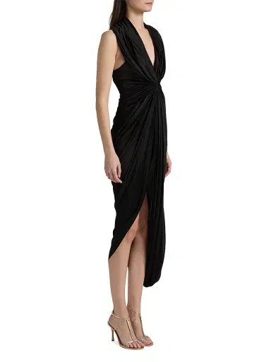 LOEWE Women's Draped Jersey Gown - Black | Thumbnail 4