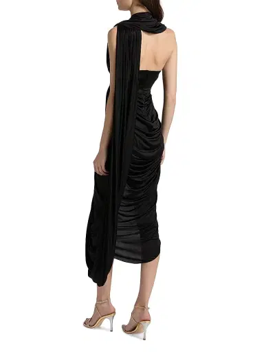 LOEWE Women's Draped Jersey Gown - Black | Thumbnail 5