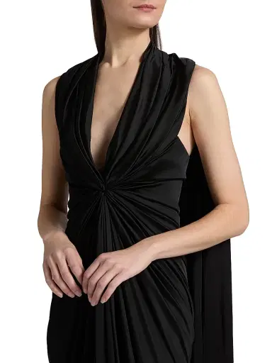 LOEWE Women's Draped Jersey Gown - Black | Thumbnail 6