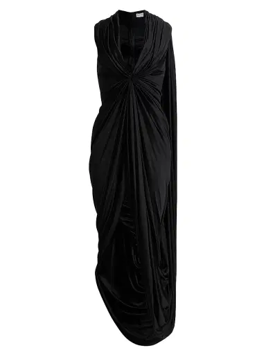LOEWE Women's Draped Jersey Gown - Black | Thumbnail 1