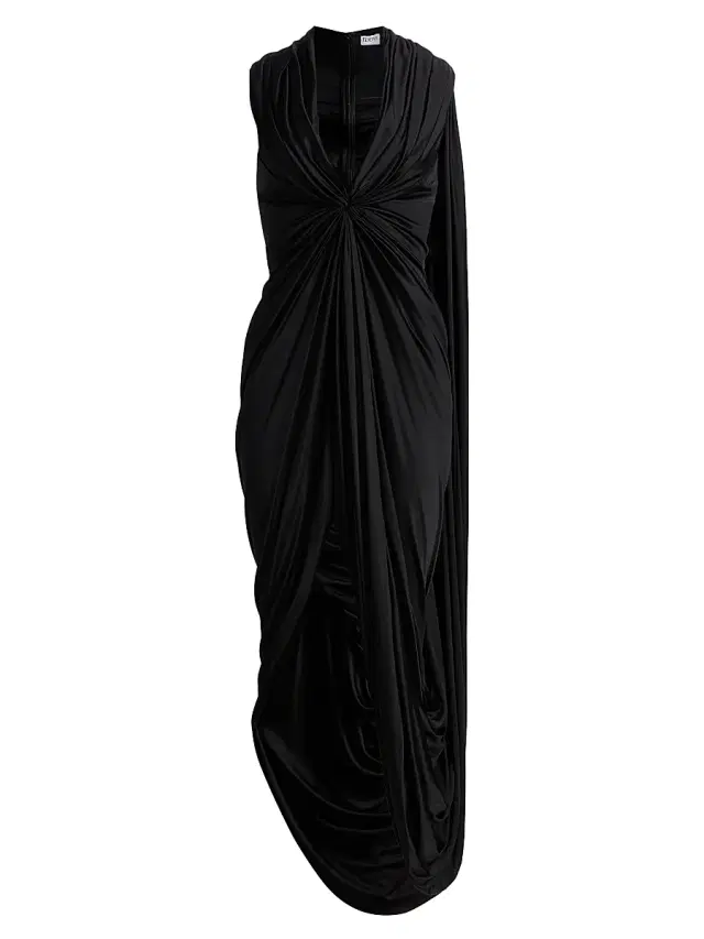 Women's Draped Jersey Gown - Black