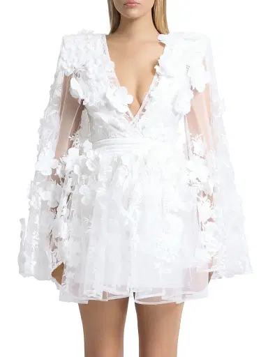 Zhivago Women's Isadora Floral Applique Minidress - White - Size 8 | Thumbnail 3 Zhivago Women's Isadora Floral Applique Minidress - White - Size 8 | Thumbnail 3