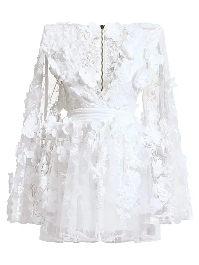 Women's Isadora Floral Applique Minidress - White