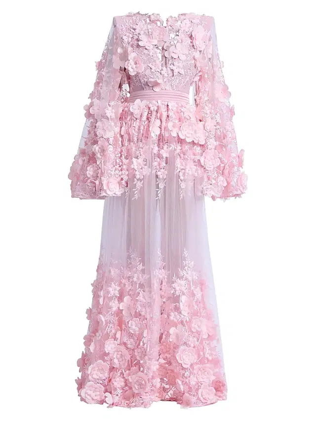 Zhivago Women's Isadora Floral Applique Gown & Bodysuit - Blush - Size 4