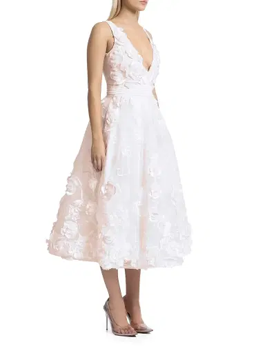 Zhivago Women's Odette Floral Applique Tea-Length Dress - Ivory - Size 12 | Thumbnail 4 Zhivago Women's Odette Floral Applique Tea-Length Dress - Ivory - Size 12 | Thumbnail 4