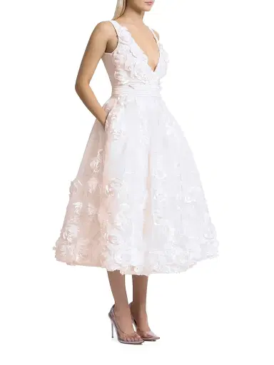 Zhivago Women's Odette Floral Applique Tea-Length Dress - Ivory - Size 12 | Thumbnail 5 Zhivago Women's Odette Floral Applique Tea-Length Dress - Ivory - Size 12 | Thumbnail 5