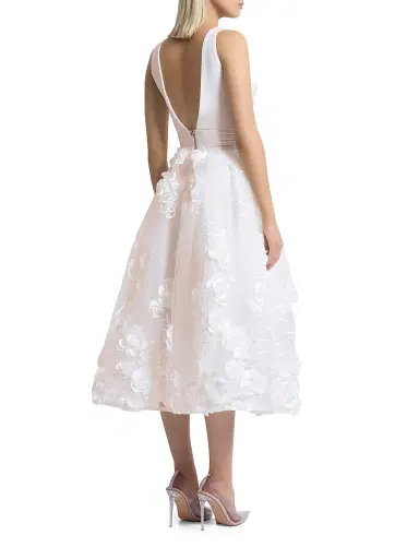 Zhivago Women's Odette Floral Applique Tea-Length Dress - Ivory - Size 12 | Thumbnail 6 Zhivago Women's Odette Floral Applique Tea-Length Dress - Ivory - Size 12 | Thumbnail 6