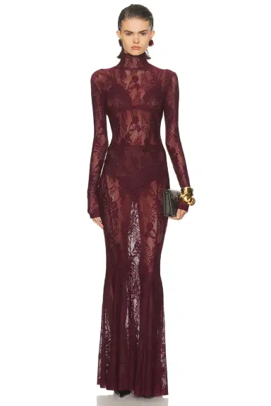 Norma Kamali Long Sleeve Turtleneck Fishtail Gown | Thumbnail 1