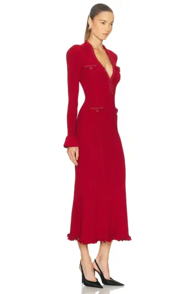 self-portrait Pearl Trim Midi Dress | Thumbnail 2