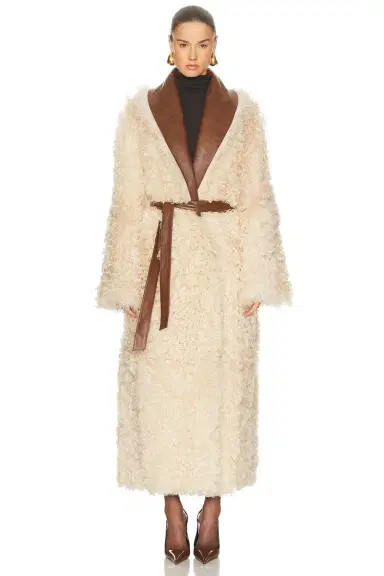 Magda Butrym Long Belted Shearling Reversible Coat | Thumbnail 2 Magda Butrym Long Belted Shearling Reversible Coat | Thumbnail 2