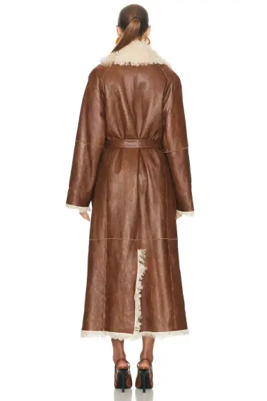 Magda Butrym Long Belted Shearling Reversible Coat | Thumbnail 4 Magda Butrym Long Belted Shearling Reversible Coat | Thumbnail 4
