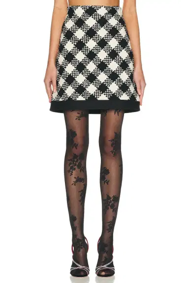 Valentino Damier Tweed Skirt | Thumbnail 1 Valentino Damier Tweed Skirt | Thumbnail 1