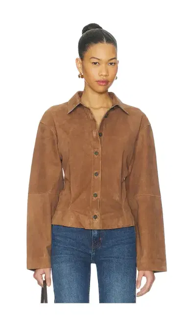 L'Academie Dara Suede Button-down Shirt | Thumbnail 9