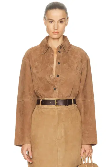 L'Academie Dara Suede Button-down Shirt | Thumbnail 1
