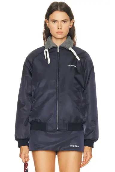 Miu Miu Nylon Gazare Pile Reversibile Jacket | Thumbnail 2 Miu Miu Nylon Gazare Pile Reversibile Jacket | Thumbnail 2