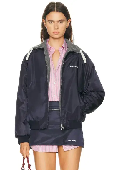Miu Miu Nylon Gazare Pile Reversibile Jacket | Thumbnail 1 Miu Miu Nylon Gazare Pile Reversibile Jacket | Thumbnail 1