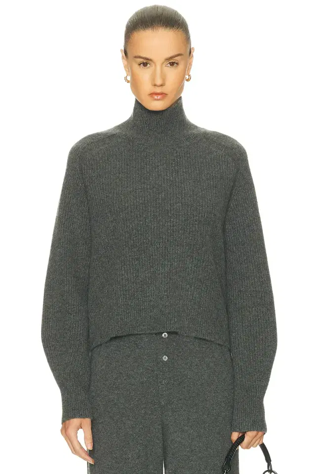 Cropped Rib Turtleneck Sweater