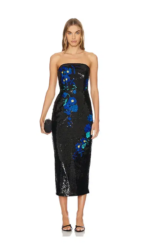 MILLY Kait Vines Of Floral Sequins Dress