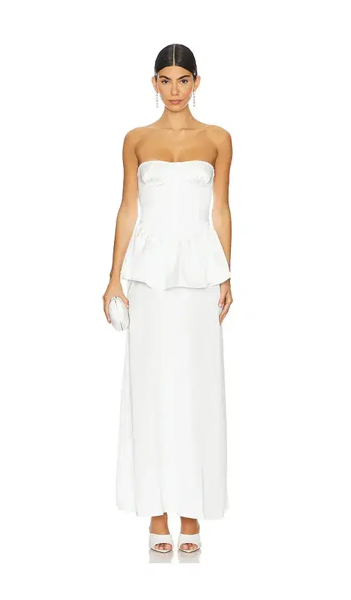 WeWoreWhat Corset Peplum Maxi Dress