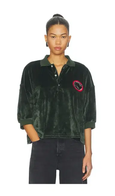 GCDS Chenille Kittho Patch Cropped Polo Shirt | Thumbnail 1