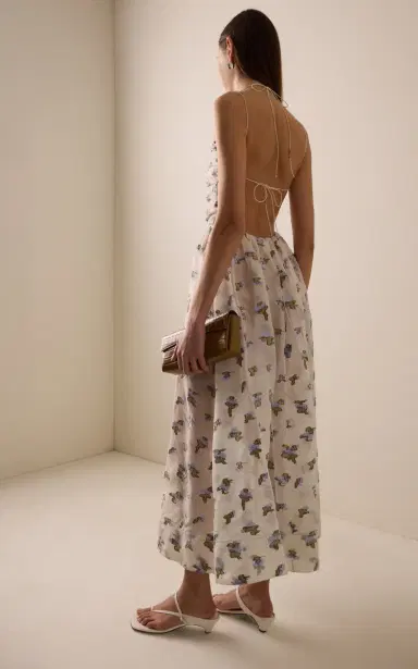Ulla Johnson Fleurine Fil Coupe Organza Backless Midi Dress | Thumbnail 4