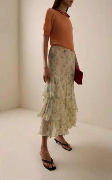 Ulla Johnson Meadow Floral Crinkled Silk Chiffon Midi Skirt | Thumbnail 2 Ulla Johnson Meadow Floral Crinkled Silk Chiffon Midi Skirt | Thumbnail 2
