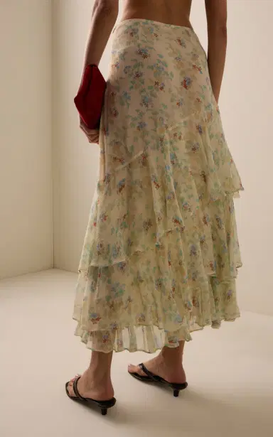 Ulla Johnson Meadow Floral Crinkled Silk Chiffon Midi Skirt | Thumbnail 4 Ulla Johnson Meadow Floral Crinkled Silk Chiffon Midi Skirt | Thumbnail 4