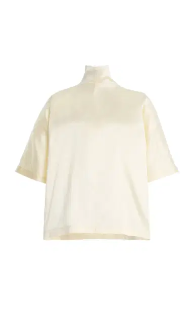 Brandon Maxwell The Ellis Mock neck Stretch-Silk Top | Thumbnail 1
