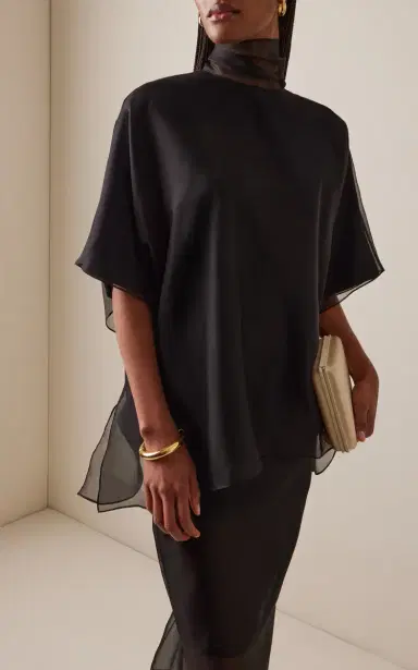 Brandon Maxwell The Cali Tie-Neck Silk-Organza Blouse | Thumbnail 2 Brandon Maxwell The Cali Tie-Neck Silk-Organza Blouse | Thumbnail 2