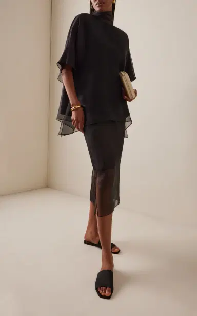 Brandon Maxwell The Cali Tie-Neck Silk-Organza Blouse | Thumbnail 3 Brandon Maxwell The Cali Tie-Neck Silk-Organza Blouse | Thumbnail 3