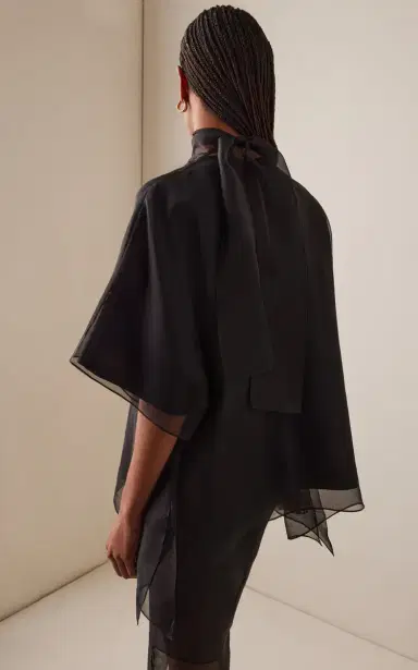 Brandon Maxwell The Cali Tie-Neck Silk-Organza Blouse | Thumbnail 4 Brandon Maxwell The Cali Tie-Neck Silk-Organza Blouse | Thumbnail 4