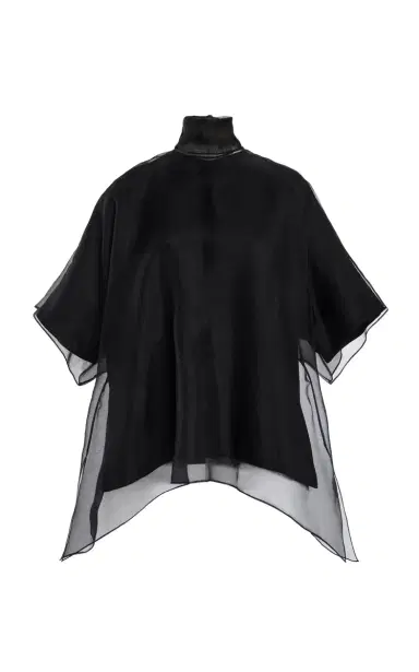 Brandon Maxwell The Cali Tie-Neck Silk-Organza Blouse | Thumbnail 1 Brandon Maxwell The Cali Tie-Neck Silk-Organza Blouse | Thumbnail 1